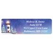 Snowy Lighthouse Designer Rolled Address Labels