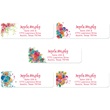 Bright Watercolor Floral Assorted Rolled Address Labels with Elegant Plastic Dispenser