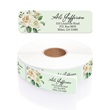 Green Floral Watercolor Rolled Address Labels with Dispenser