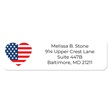 American Flag Heart Rolled Address Labels with Dispenser