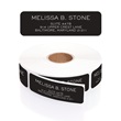 Black Rolled Address Labels in White Print with Dispenser