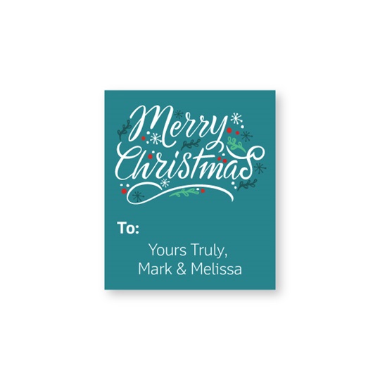 Teal Merry Christmas Sheeted Gift Tag Labels