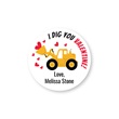 Round Construction Bulldozer Valentine's Day Gift Tag Labels