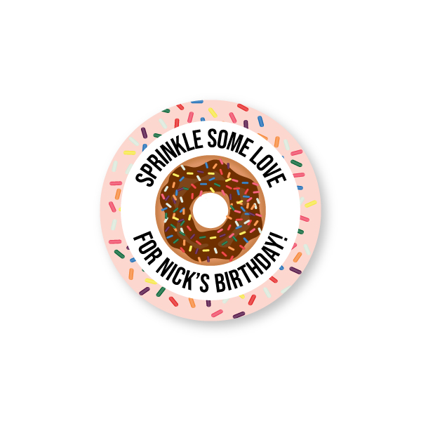 Round Donut Sprinkle Birthday Party Sheeted Stickers | Current Labels for Donut Birthday Card Printable Free