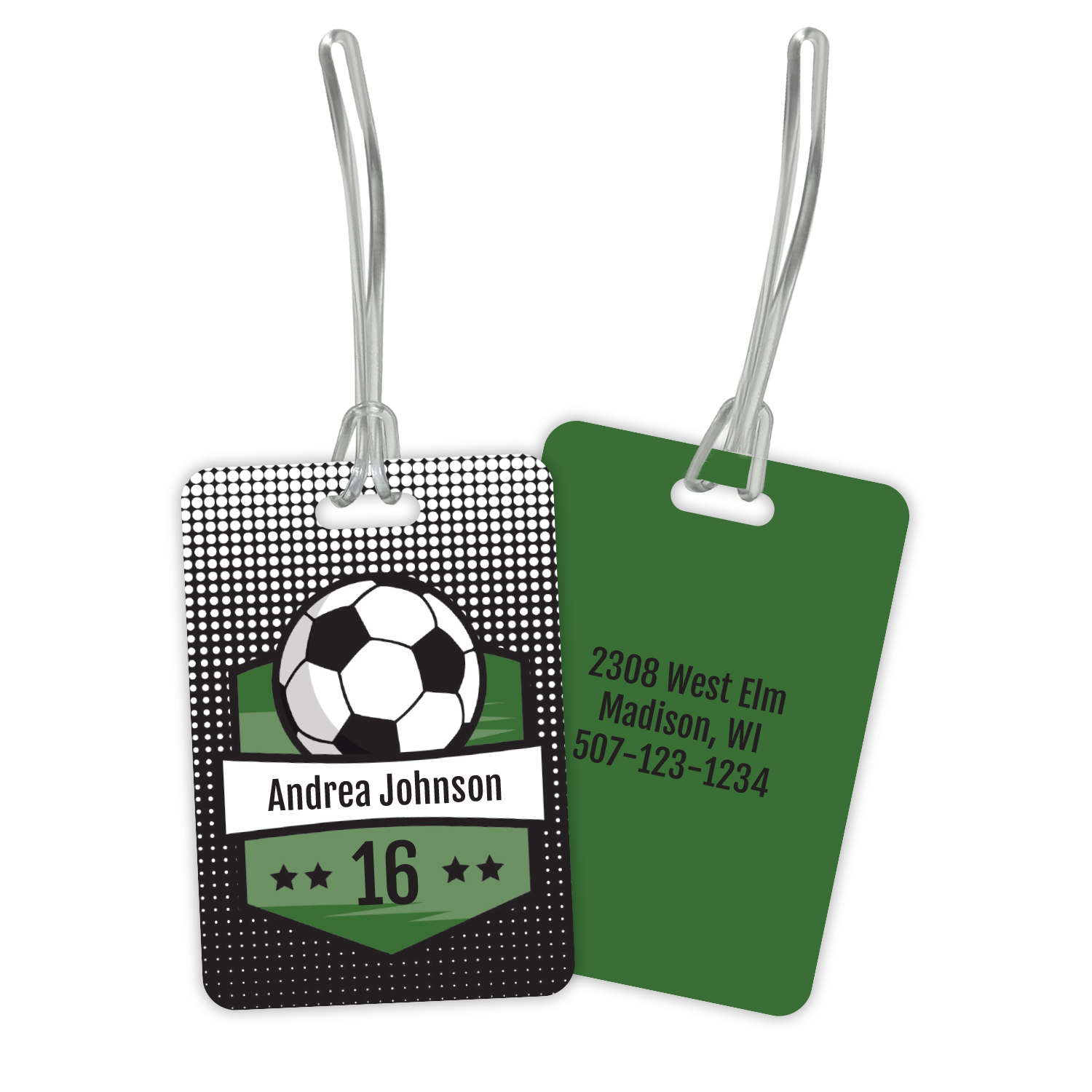 Personalized Soccer Graphic Double Sided Plastic Luggage Bag Tag