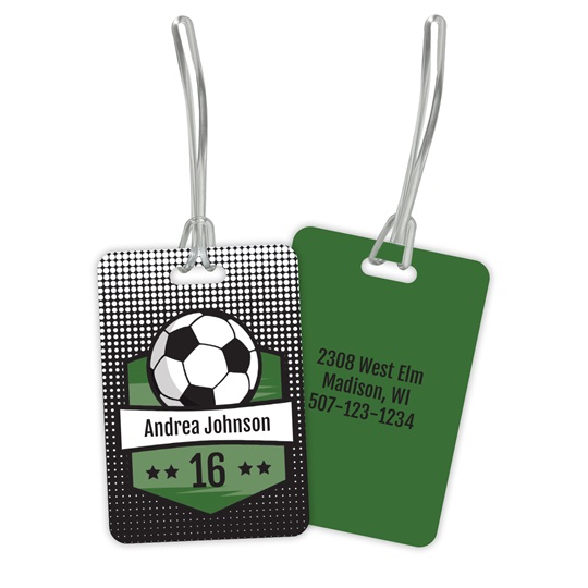 Soccer Double Sided Luggage Bag Tag Current Labels