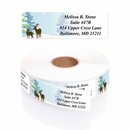 Festive Deer Designer Rolled Address Labels