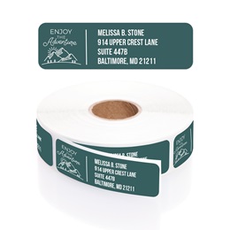 Enjoy The Adventure Designer Rolled Address Labels with Elegant Plastic Dispenser