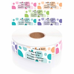 Graphic Dots Designer Rolled Address Label Assortment