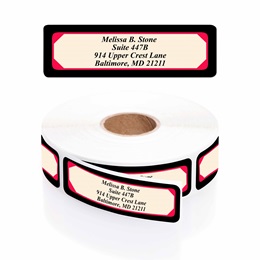 Red And Black Designer Rolled Address Labels