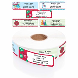 Trendy Christmas Designer Rolled Address Label Assortment