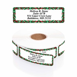 Holly Border Designer Rolled Address Labels