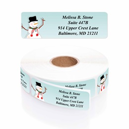 Cozy Snowman Designer Rolled Address Labels