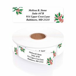 Holly Jolly Holiday Designer Rolled Address Labels