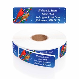 Holiday Cardinals Designer Rolled Address Labels