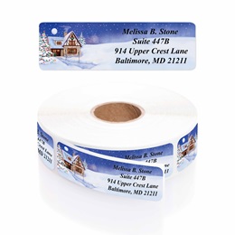 Winter Cottage Designer Rolled Address Labels