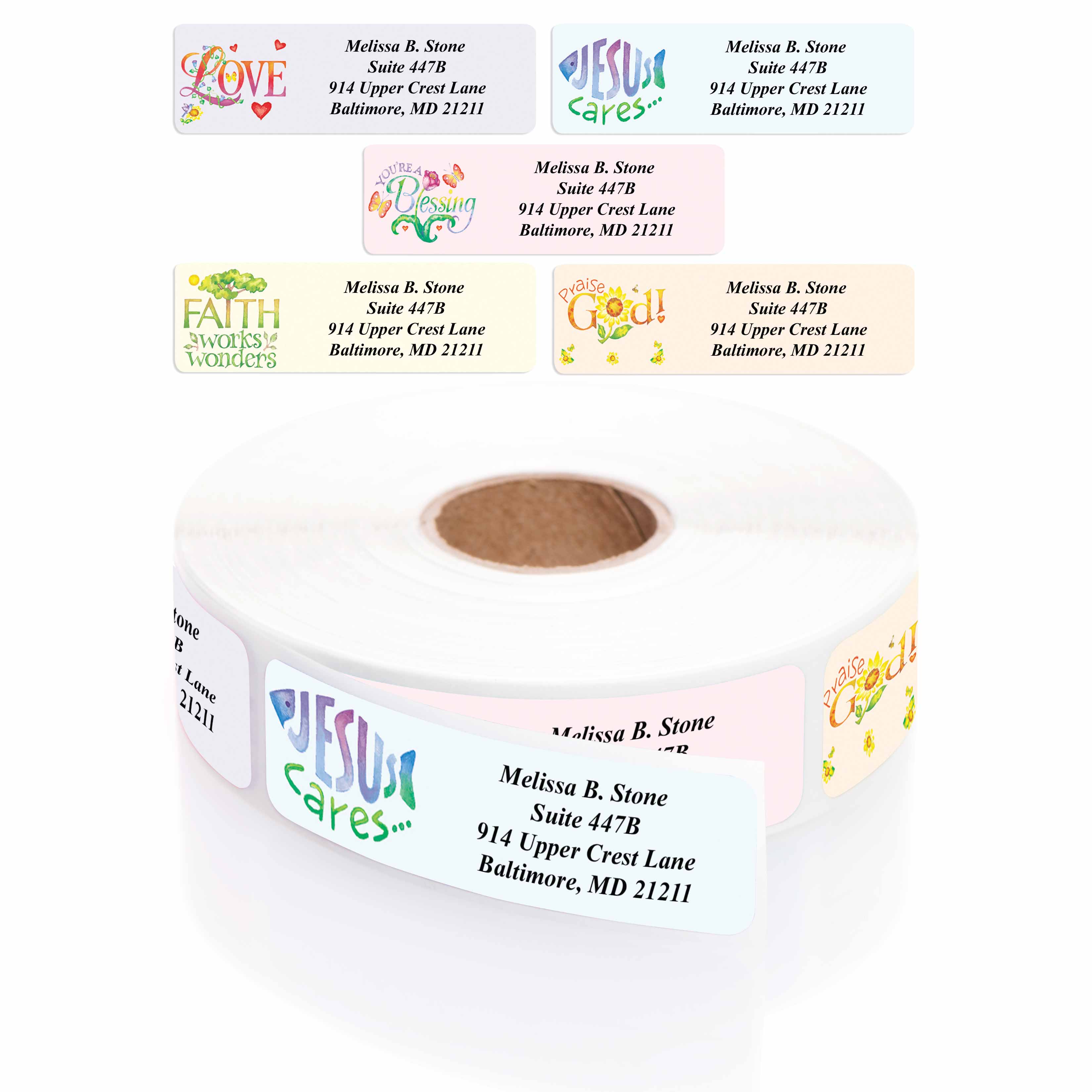 Faithful Expressions Designer Address Labels Assortment Rolled Address Labels Label Dispenser Current Labels Current Labels