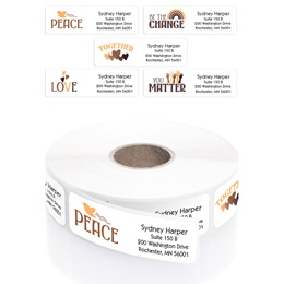 Celebrate Diversity Designer Rolled Address Labels with Elegant Plastic Dispenser