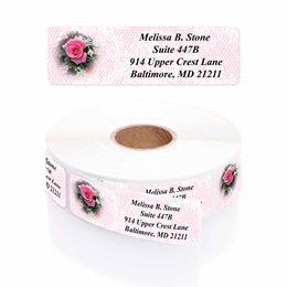 Romantic Rose Designer Rolled Address Labels