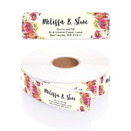 Ivory Floral Personalized Return Address Labels On A Roll With Dispenser