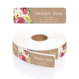 Rustic Floral Kraft Personalized Return Address Labels On A Roll With Dispenser