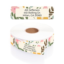 Pastel Floral Rolled Address Labels with Dispenser