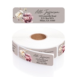 Taupe Floral Watercolor Rolled Address Labels with Dispenser