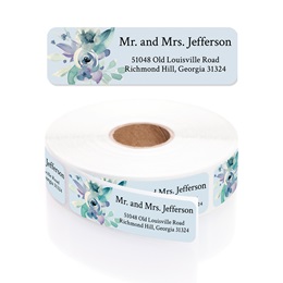 Blue Floral Watercolor Rolled Address Labels with Dispenser