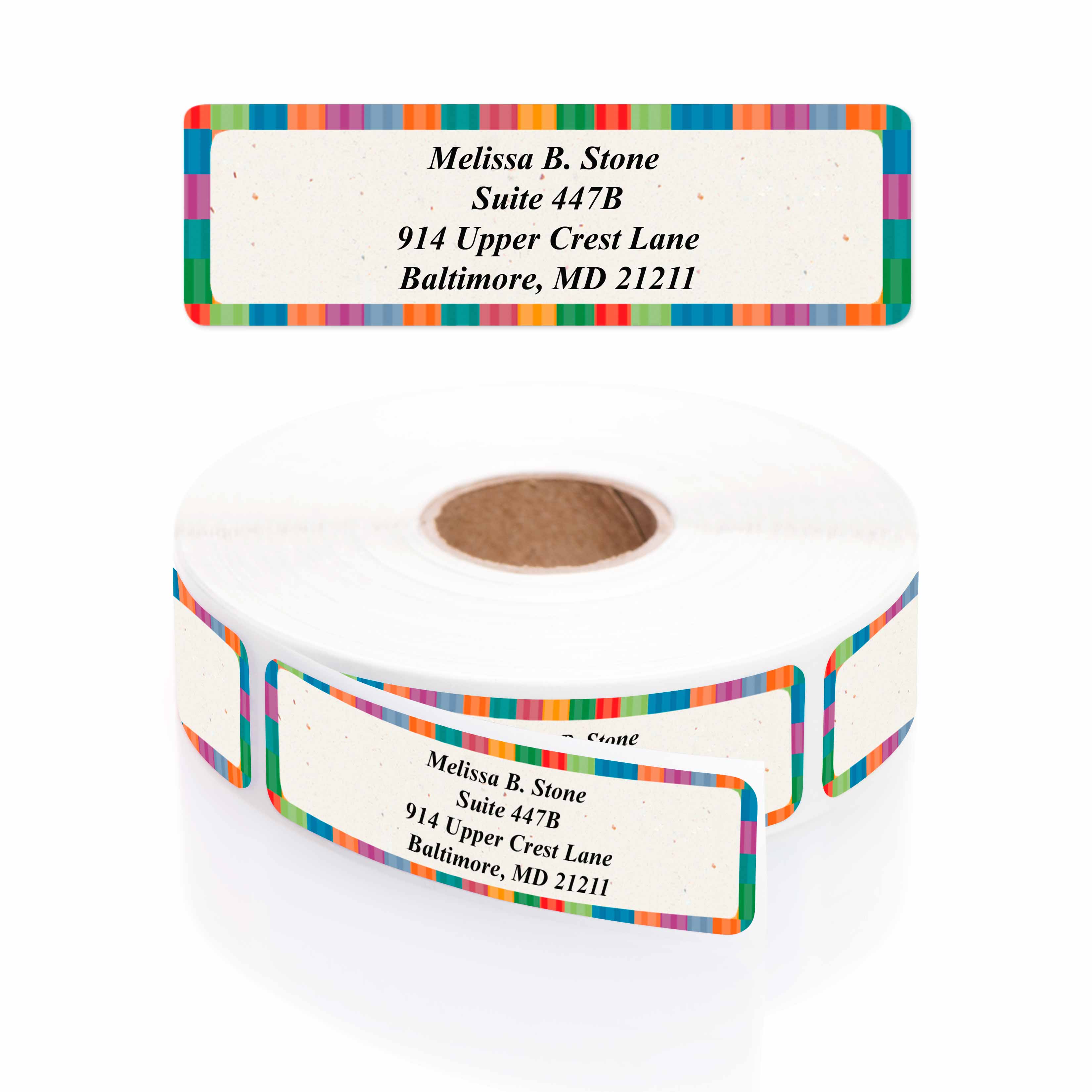 Bright Stripes Rolled Address Label Roll of 500