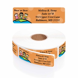 Hands Around The World Designer Rolled Address Labels