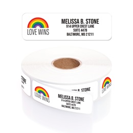 Love Equality Designer Rolled Address Labels with Elegant Plastic Dispenser