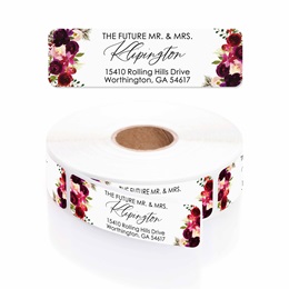 Future Mr and Mrs Fall Floral Rolled Rolled Address Labels with Elegant Plastic Dispenser