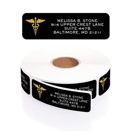 Medical Professional Doctor Designer Rolled Address Labels with Elegant Plastic Dispenser