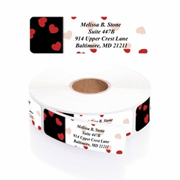 Black And Red Valentine Designer Rolled Address Labels