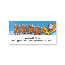 Santa With Reindeer Sheeted Address Labels