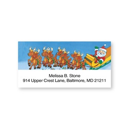 Santa With Reindeer Sheeted Address Labels