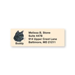 Black Cat Pet Breed Address Labels