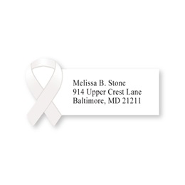 White Awareness Ribbon Diecut Sheeted Address Labels