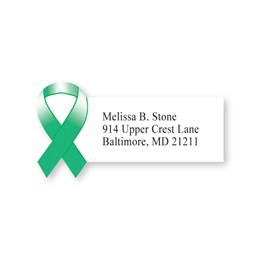 Green Awareness Ribbon Diecut Sheeted Address Labels