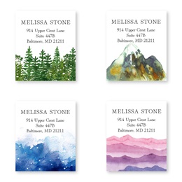 Assorted Watercolor Nature Landscape Sheeted Address Labels
