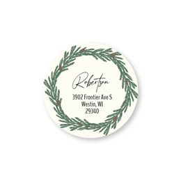Christmas Holiday Wreath Round Sheeted Address Labels