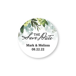 Personalized Greenery Save The Date Round Sheeted Address Labels
