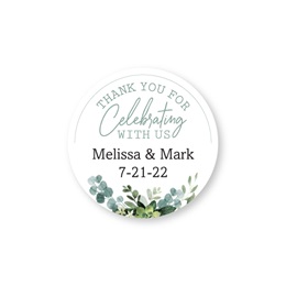 Personalized Eucalyptus Thank You for Celebrating with Us Round Sheeted Labels