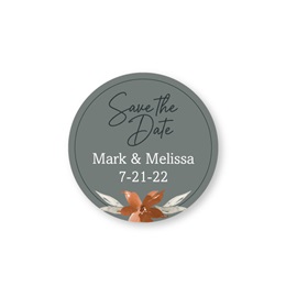 Personalized Gray Indie Boho Floral Save The Date Round Sheeted Address Labels