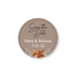 Personalized Taupe Indie Boho Floral Save The Date Round Sheeted Address Labels