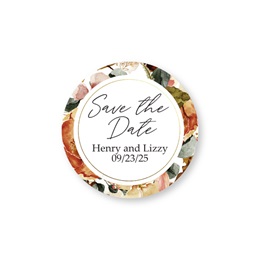 Personalized Burnt Orange Save The Date Round Sheeted Labels