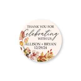 Personalized Burnt Orange Thank You for Celebrating with Us Round Sheeted Labels