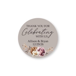 Thank You for Celebrating with Us Floral Taupe Sheet Labels