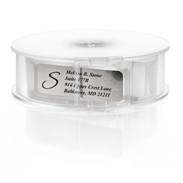 Silver Foil Rolled Address Labels With Elegant Dispenser & Monogram/Symbol