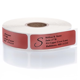 Red Foil Rolled Address Labels with Kannon Dispenser